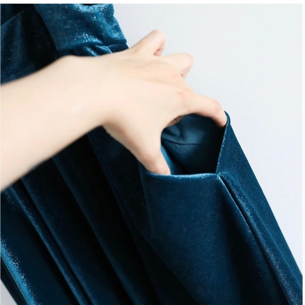 Free People velvet sparkly mini dress boho spaghetti strap S small party blue - Picture 7 of 7